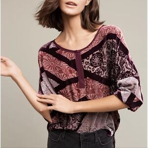 🆕️ Anthropologie Tiny Velvet Patchwork Blouse. NWT